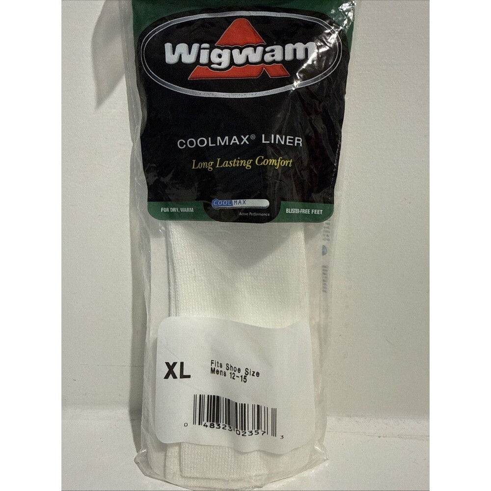 Wigwam Coolmax XL White Liner Socks Crew Dry Feet Hiking Walking F2161